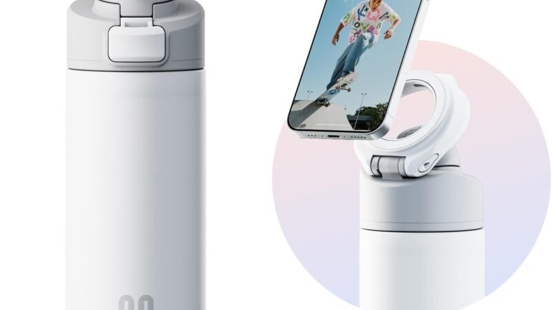 Entrena, graba tus series y mantente hidratado. Botella Magnética con soporte para móvil